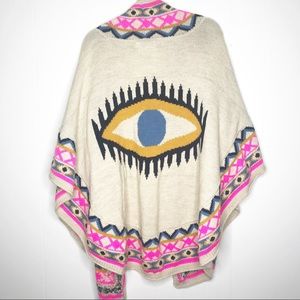 Rare Mara Hoffman Evil Eye poncho shawl OS NWT